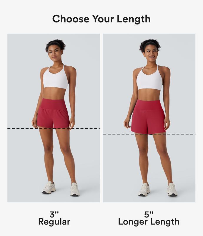 Halara 2-Piece Super High Waisted Back Pocket & Side Hidden Pocket 2-in-1 Yoga Shorts 3"