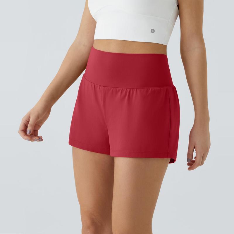 Halara 2-Piece Super High Waisted Back Pocket & Side Hidden Pocket 2-in-1 Yoga Shorts 3"